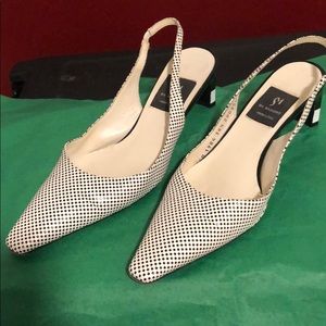 Sling back mules Di Sandro - cream/black textured